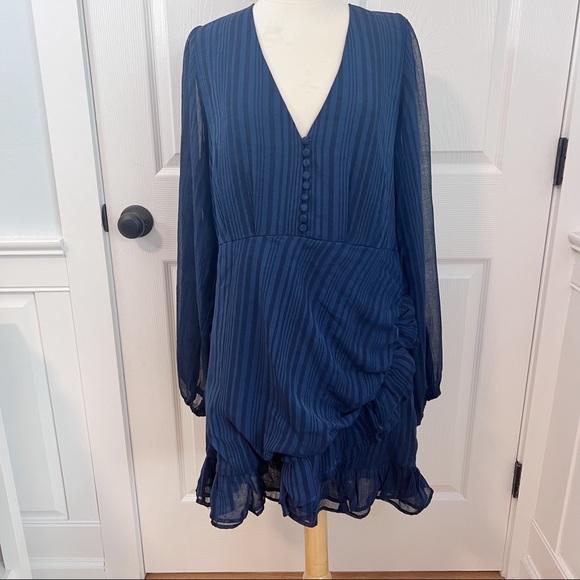 Showpo. Blue Amoretta Chiffon Mini Dress Long Sleeves Showpo - Picture 4 of 10